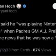 [Hoch] フアン・ソトは、パドレスのGM、AJ・プレラーからヤンキーになったという知らせの電話があったとき、「友達と任天堂で遊んでいた」と語った。
