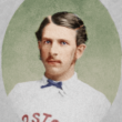 アルバート・グッドウィル・スポルディング、1871年。メジャーリーグのマウンドでの最初の6シーズンで251試合に勝利し（勝率.794）、その後スポーツ用品業界に根本的な革命を起こした。  (OPによりカラー化、白黒含む)