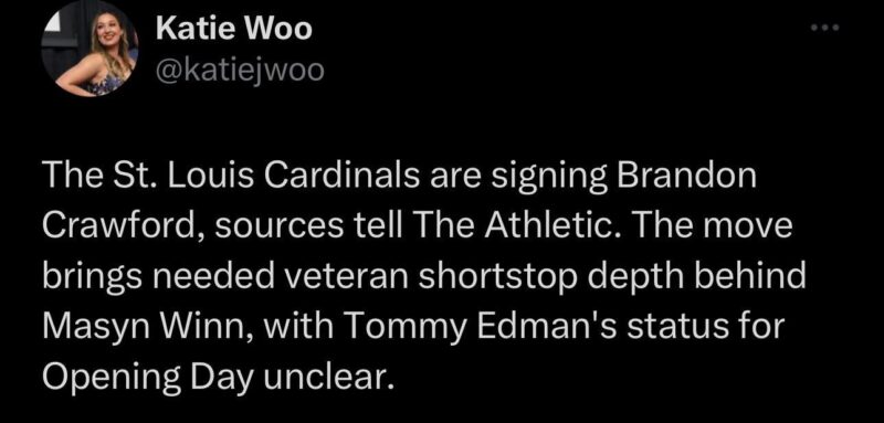 カージナルスが長期契約の巨人ブランドン・クロフォードと契約
