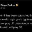 [Padres] ジャクソン・メリルは今日の試合で右鼠径部の張りで擦り傷を負った。 タイラー・ウェイドがLF、ホセ・アソカルがCF、エガイ・ロサリオが3Bとなる。