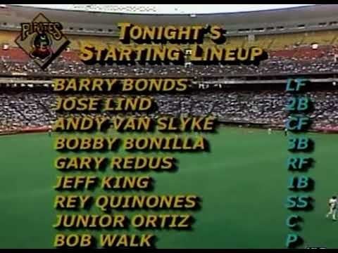 1989 ピッツバーグ パイレーツ • ラニー フラッタレがスターティング ラインナップを発表
