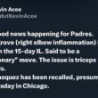 [Kevin Acee] パドレスにとって良いニュースばかりが起こっているわけではない。 ジョー・マスグローブ（右肘炎症）は15日間のIL入りとなった。  「予防的」な措置だと言われています。 問題は上腕三頭筋腱炎です。 ランディ・バスケスはリコールされ、おそらく火曜日のシカゴで先発することになるだろう。